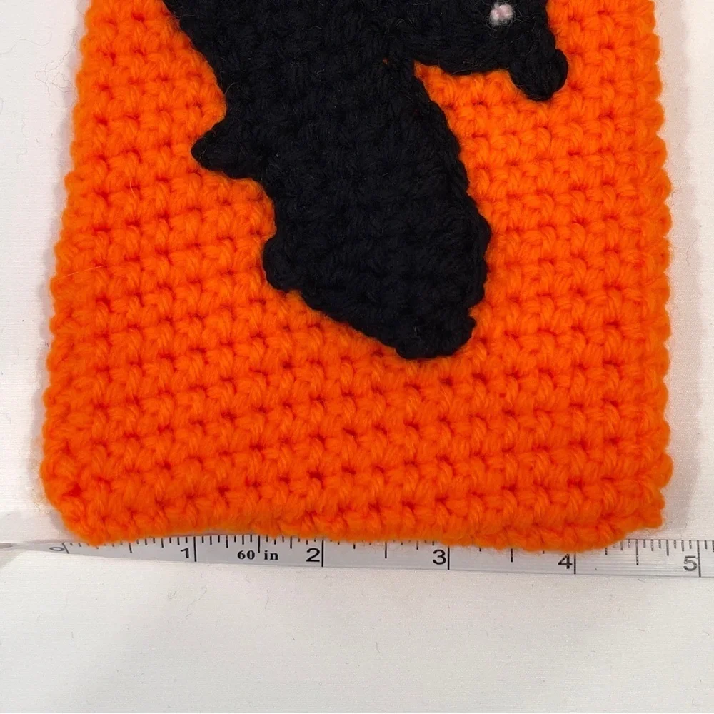 🔥 Handmade Crochet Clutch Halloween Bat Orange Black New